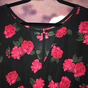 TORRID Rose Print Georgette Blouse w/ T-Bar (5X)